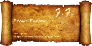 Fromm Ferenc névjegykártya